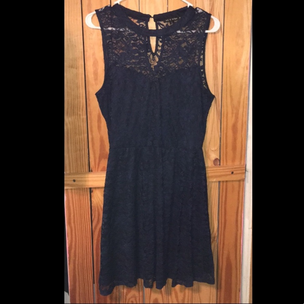 Dark Blue Lace Dress - Picture 2 of 2